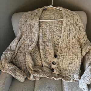 Free People cream knit cardigan